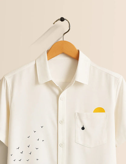Ocean Wave Graphic Shirt – Men’s Short Sleeve Button-Up (XS–6XL)
