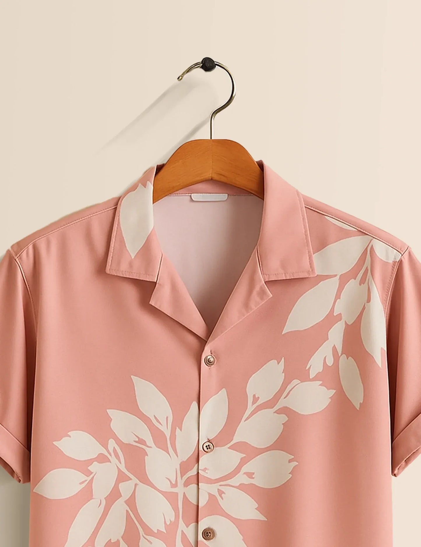 Blush Pink Floral Shirt – Men’s Short Sleeve Button-Up (XS–6XL)