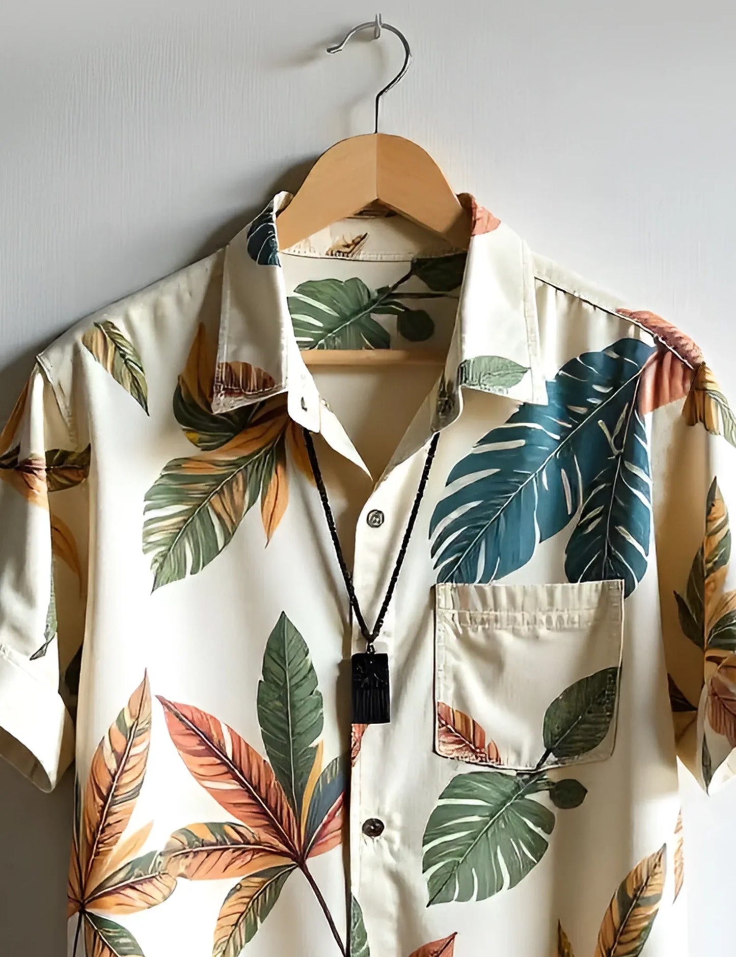 Tropical Leaf Print Shirt – Men’s Short Sleeve Button-Up (XS–6XL)