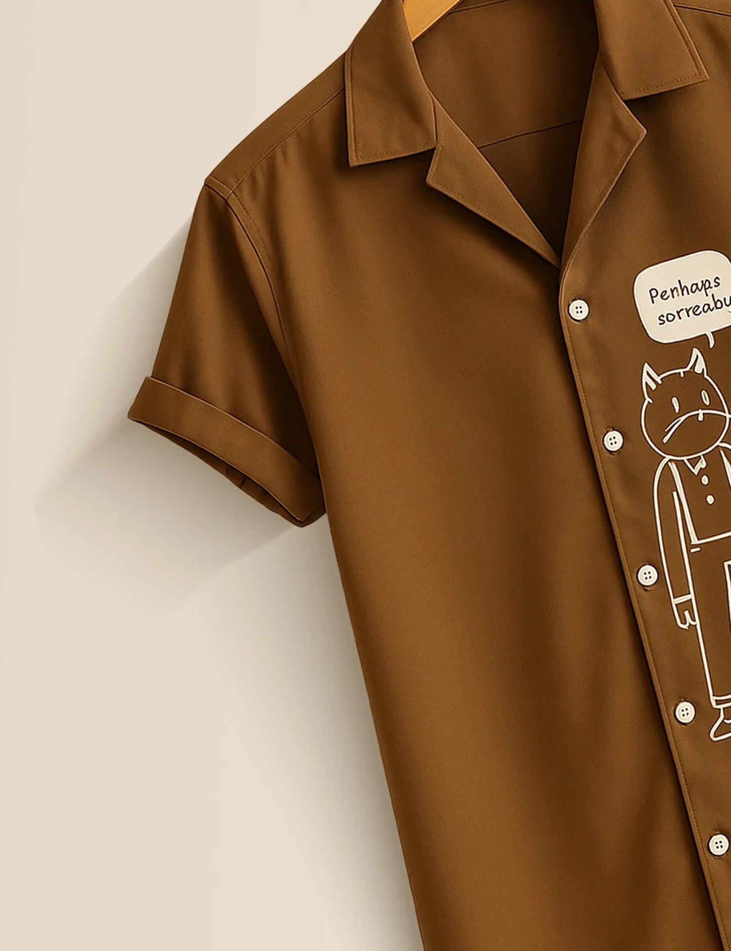 Illustrated Character Print Shirt – Men’s Short Sleeve Button-Up (XS–6XL)