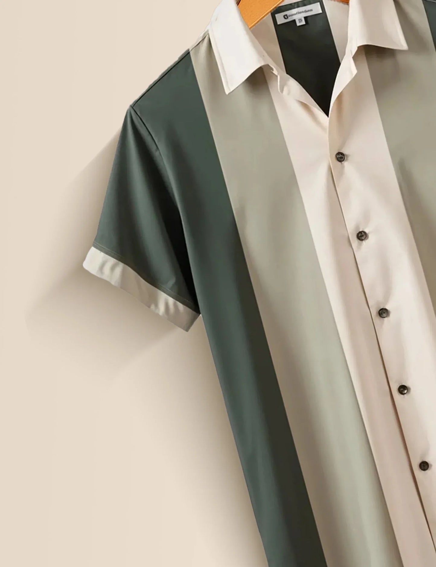 Vertical Color Block Shirt – Men’s Short Sleeve Button-Up (XS–6XL)