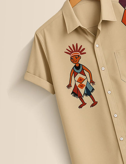 Tribal Character Diamond Shirt – Men’s Short Sleeve Button-Up (XS–6XL)