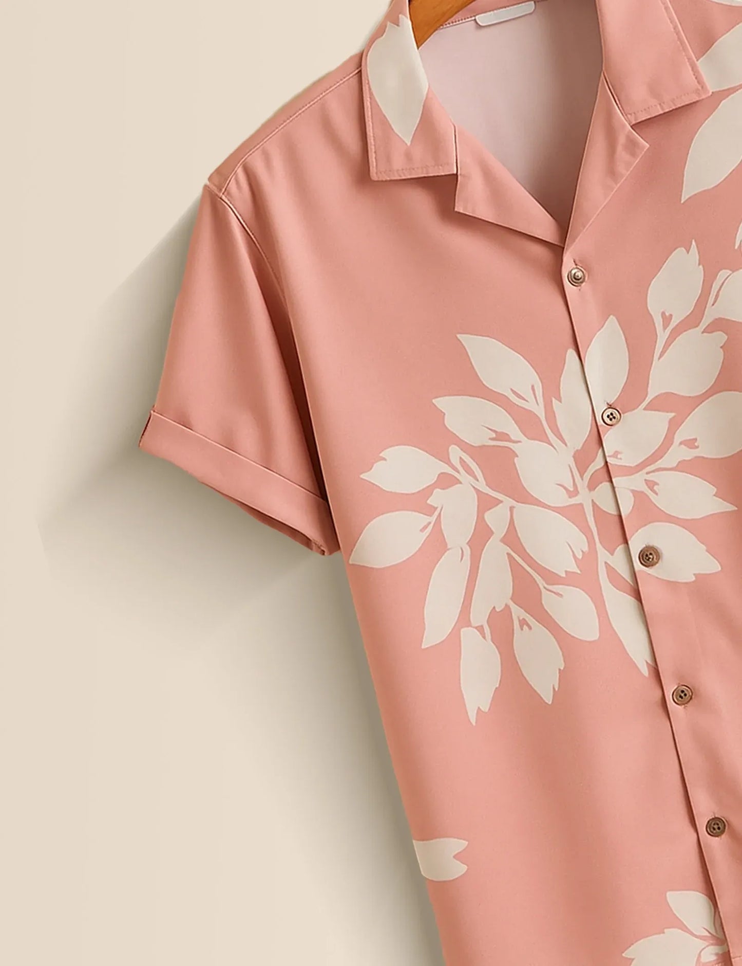 Blush Pink Floral Shirt – Men’s Short Sleeve Button-Up (XS–6XL)