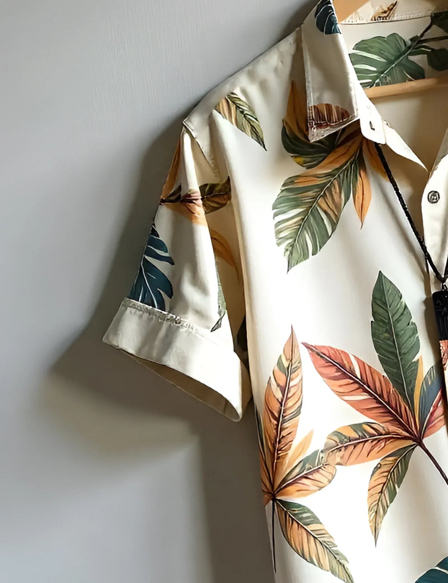 Tropical Leaf Print Shirt – Men’s Short Sleeve Button-Up (XS–6XL)