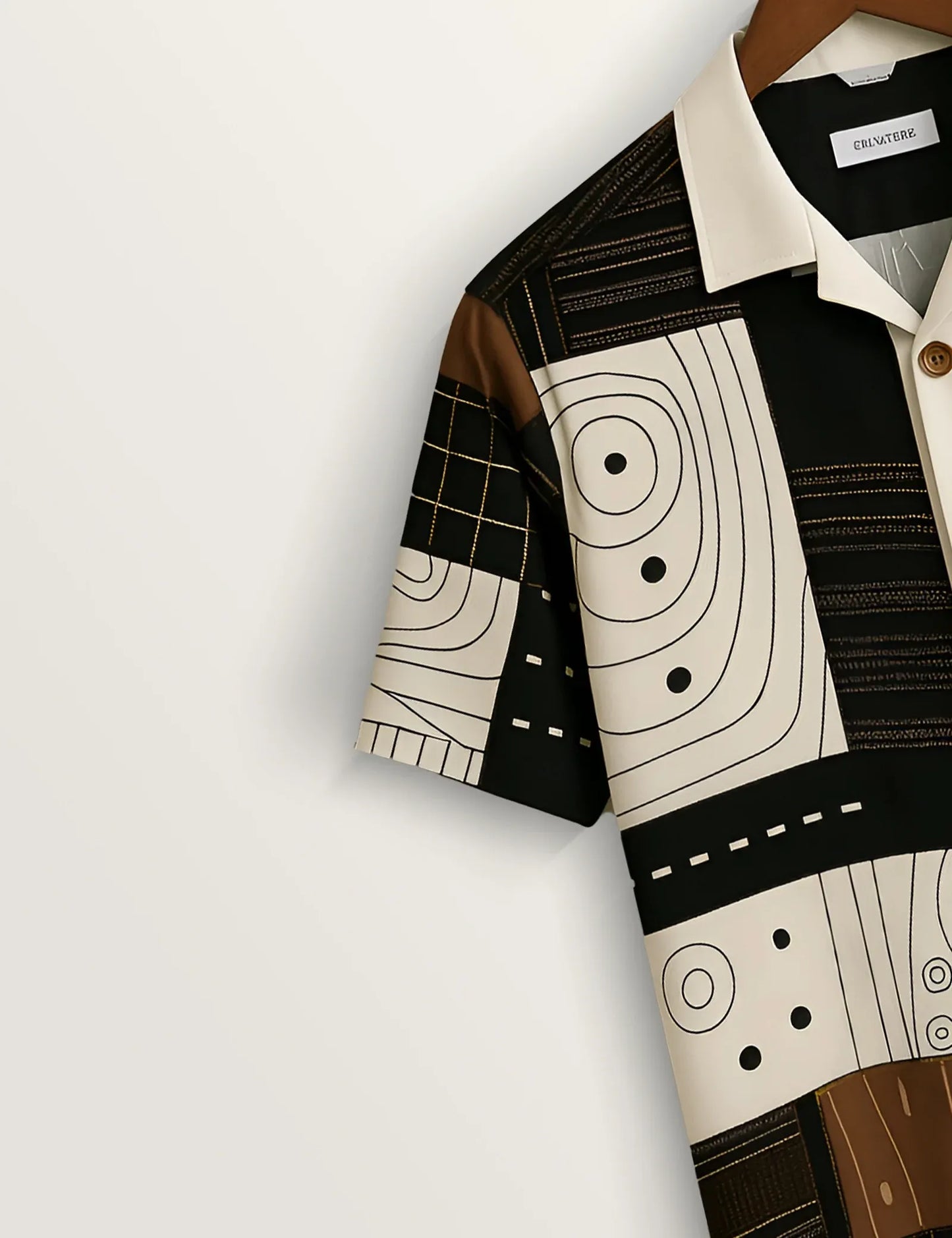 Abstract Geometric Patchwork Shirt – Premium Short Sleeve Button-Up (XS–6XL)