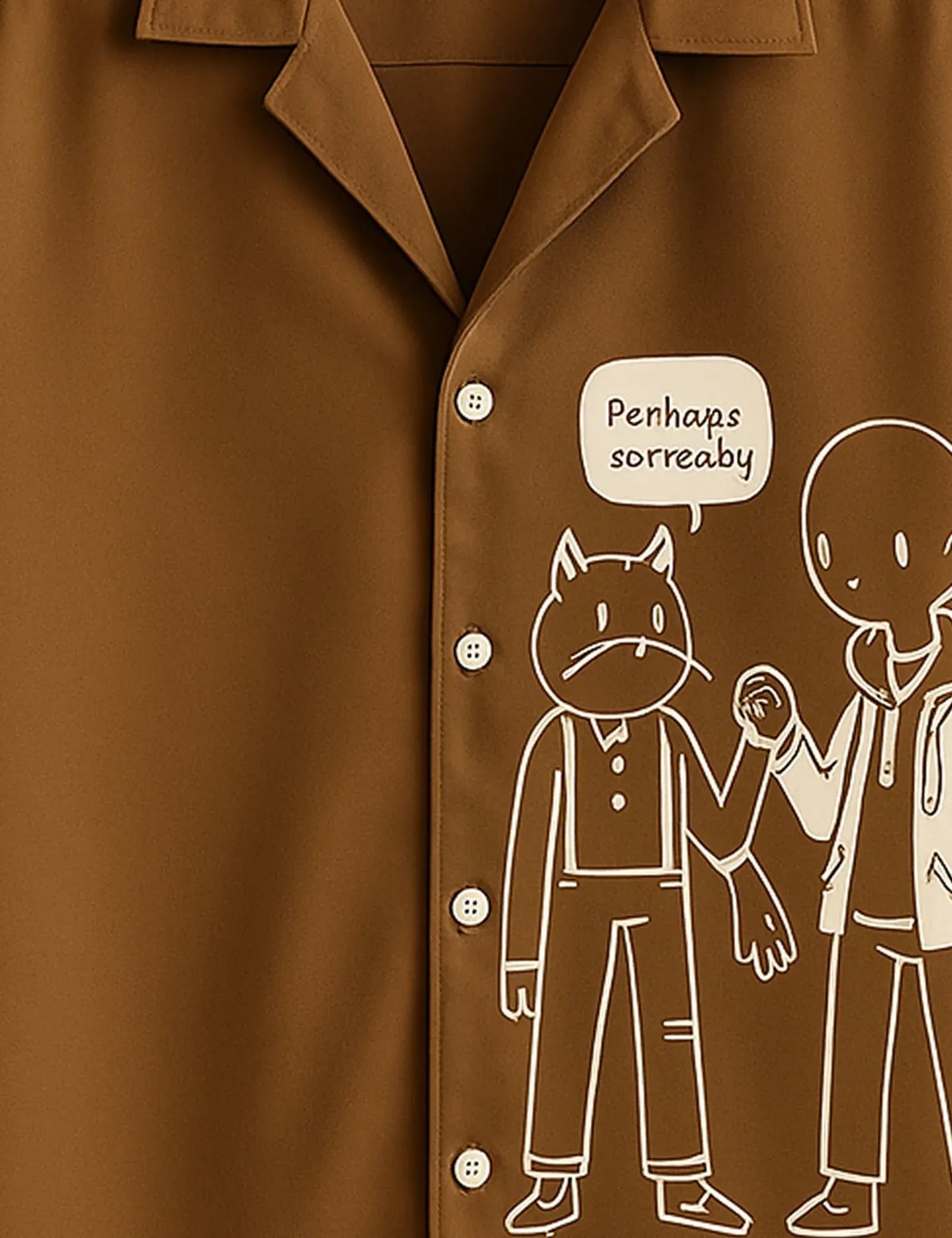 Illustrated Character Print Shirt – Men’s Short Sleeve Button-Up (XS–6XL)
