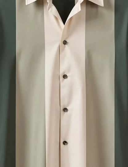 Vertical Color Block Shirt – Men’s Short Sleeve Button-Up (XS–6XL)