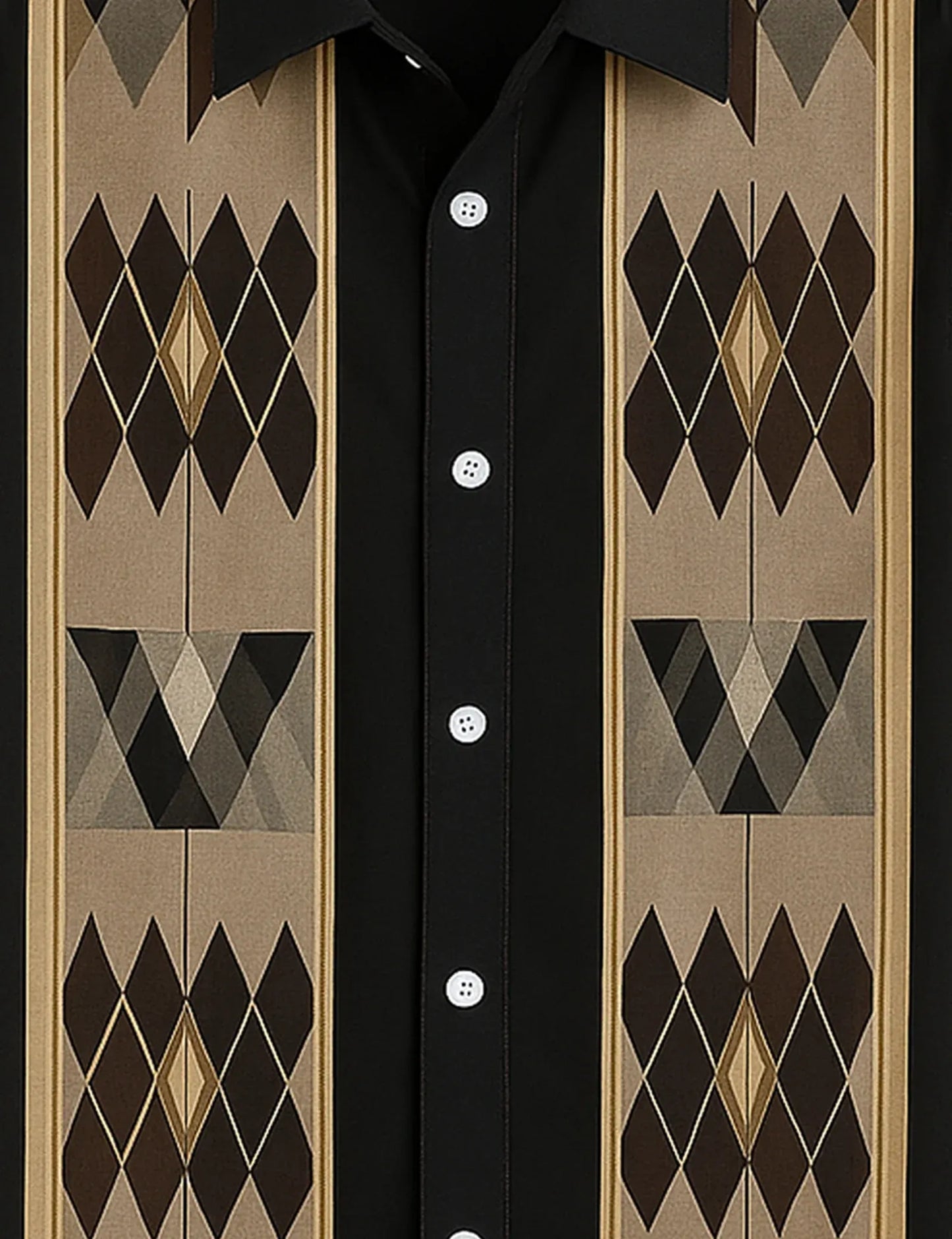 Argyle Stripe Color Block Shirt – Men’s Short Sleeve Button-Up (XS–6XL)