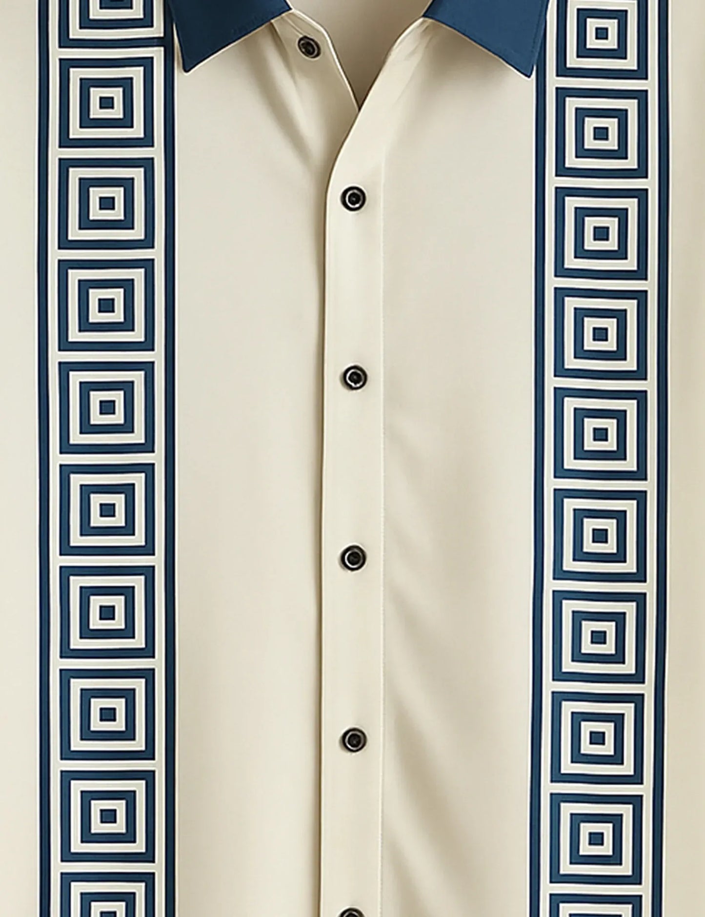 Greek Key Stripe Shirt – Men’s Short Sleeve Button-Up (XS–6XL)