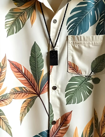 Tropical Leaf Print Shirt – Men’s Short Sleeve Button-Up (XS–6XL)