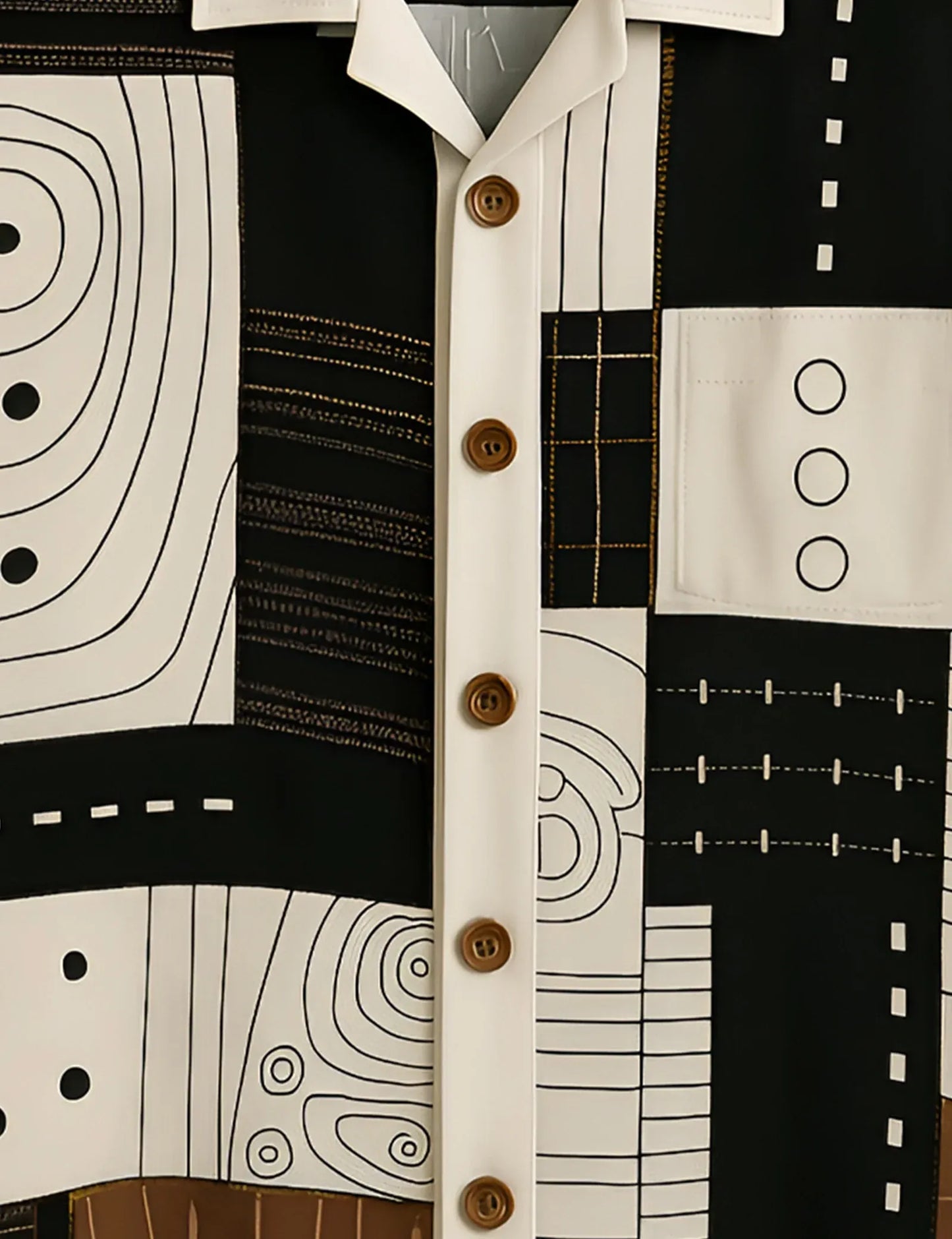 Abstract Geometric Patchwork Shirt – Premium Short Sleeve Button-Up (XS–6XL)